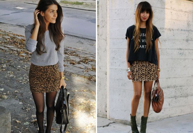 обтягивающая леопардовая юбка