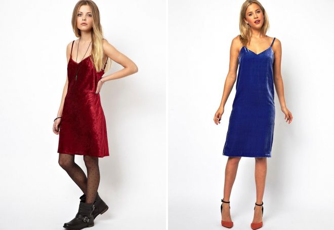 бархатное платье комбинация