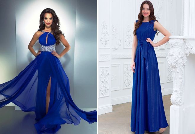 синее вечернее платье в пол