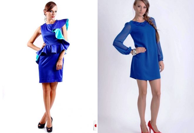 короткие вечерние синие платья