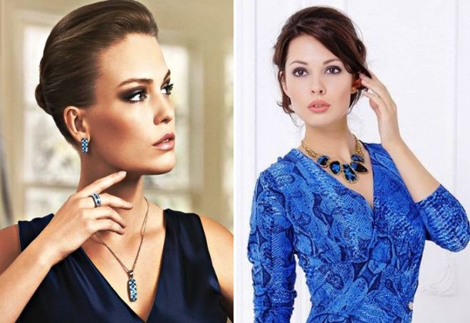 украшения к вечернему платью синего цвета