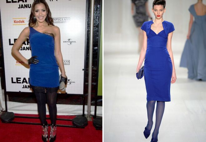 красивое вечернее платье синего цвета