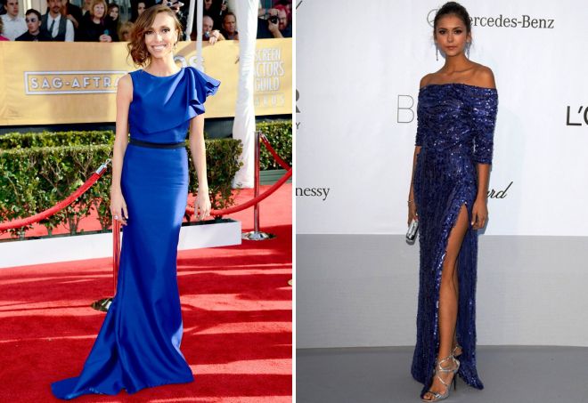 синее вечернее платье в пол