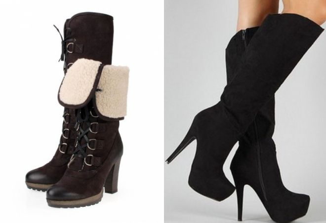 зимние сапоги на каблуке